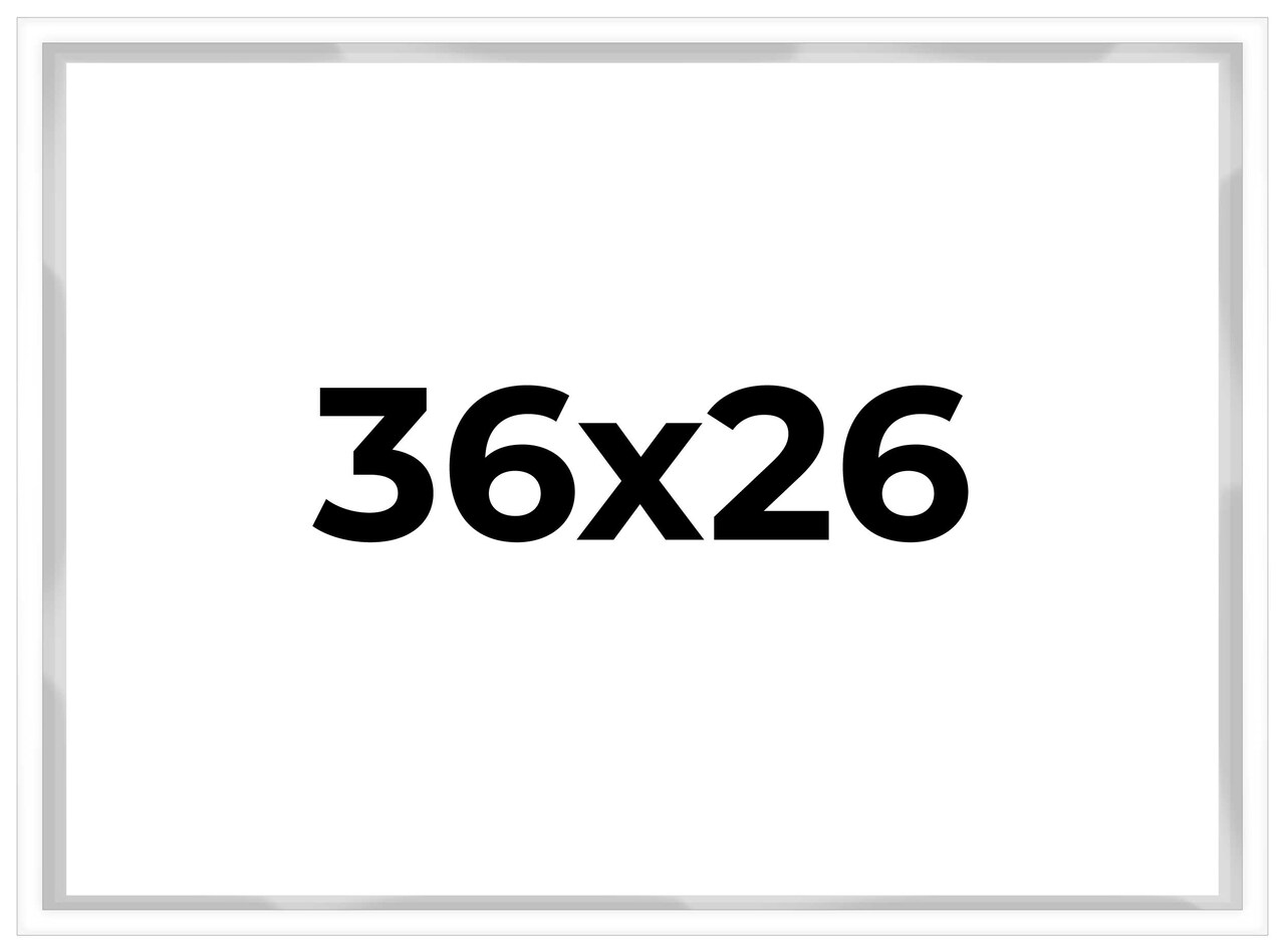 36x26 Shadow Box 3/4" Depth White Picture Frame - UV Acrylic, Backing, Hanging Hardware